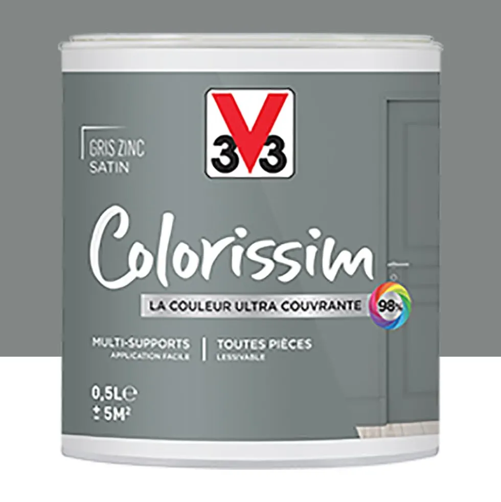 Peinture Multi-supports V33 Colorissim Satin Gris Zinc