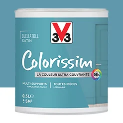 Peinture Multi-supports V33 Colorissim Satin Bleu atoll
