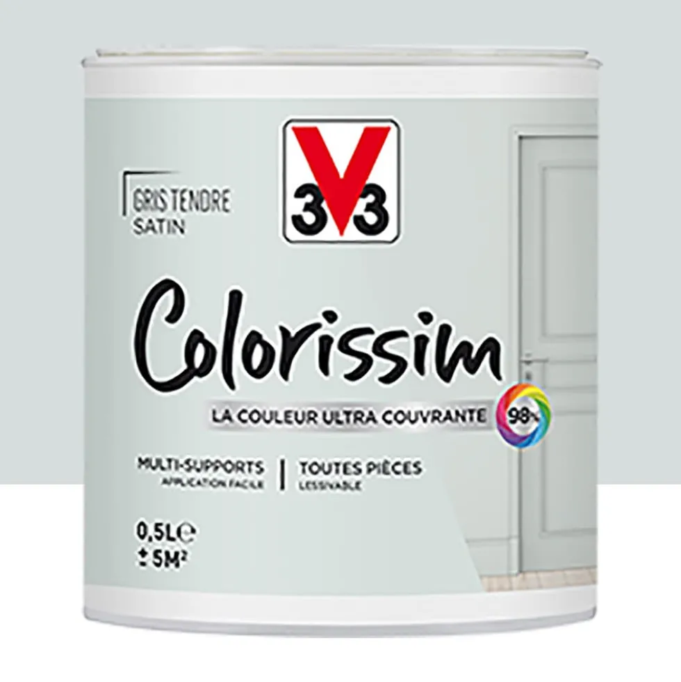 Peinture Multi-supports V33 Colorissim Satin Gris tendre