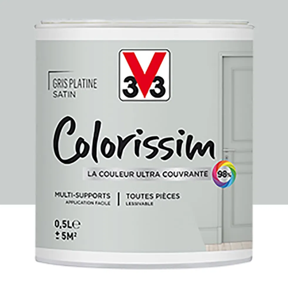 Peinture Multi-supports V33 Colorissim Satin Gris Platine