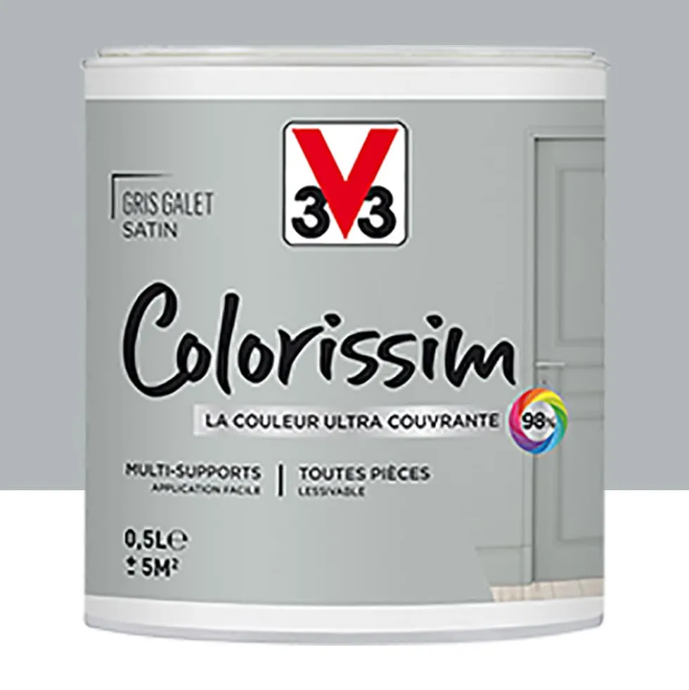 Peinture Multi-supports V33 Colorissim Satin Gris galet