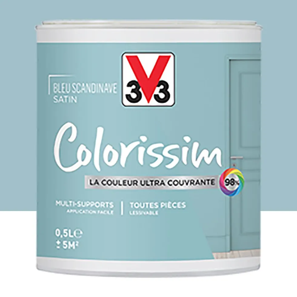 Peinture Multi-supports V33 Colorissim Satin Bleu scandinave