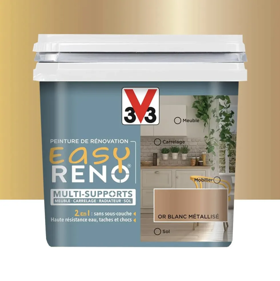 Peinture Multi-Supports V33 Easy Réno Or blanc