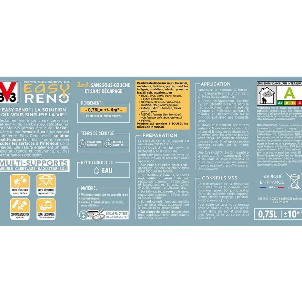 Peinture Multi-Supports V33 Easy Réno Or blanc