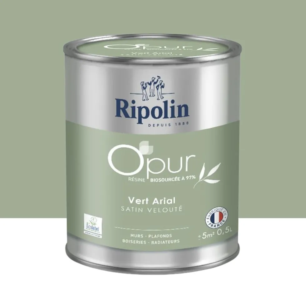 Peinture Murs, Boiseries, Radiateurs RIPOLIN OPur Satin velouté Vert arial NP