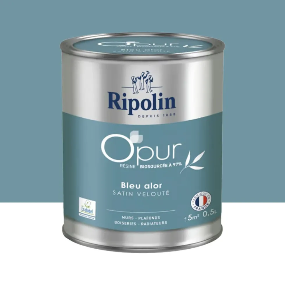 Peinture Murs, Boiseries, Radiateurs RIPOLIN OPur Satin velouté Bleu alor NP