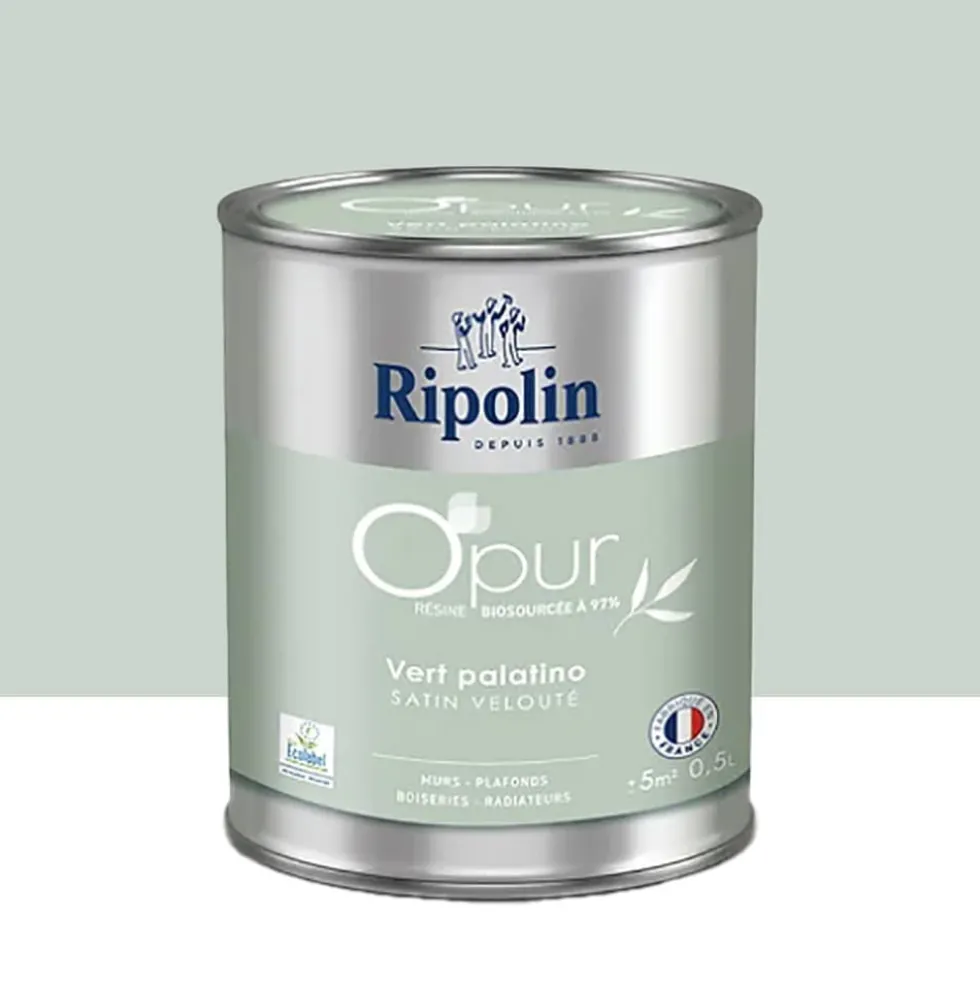 Peinture Murs, Boiseries, Radiateurs RIPOLIN OPur Satin velouté Vert palatino NP
