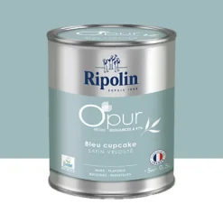 Peinture Murs, Boiseries, Radiateurs RIPOLIN OPur Satin Bleu cupcake NP
