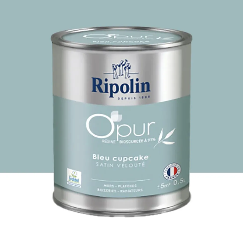 Peinture Murs, Boiseries, Radiateurs RIPOLIN OPur Satin Bleu cupcake NP