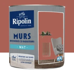 Peinture Murs, Boiseries, Radiateurs RIPOLIN Mat Rouge chianti