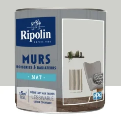 Peinture Murs, Boiseries, Radiateurs RIPOLIN Mat Gris Cétus