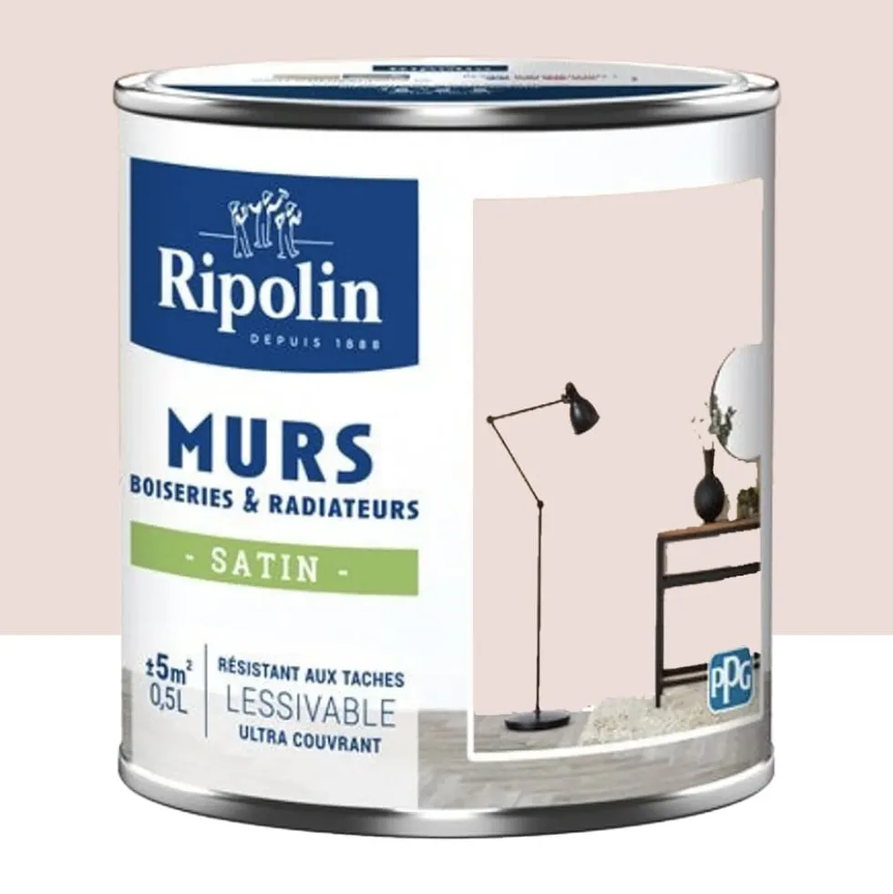 Peinture Murs, Boiseries, Radiateurs RIPOLIN Satin Rose Ballerine
