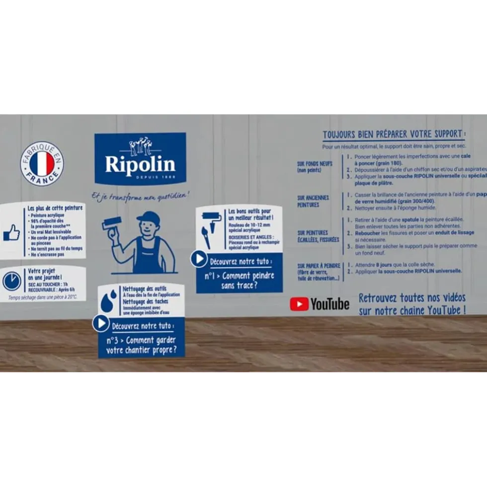 Peinture Murs, Boiseries, Radiateurs RIPOLIN Mat Mauve Carex