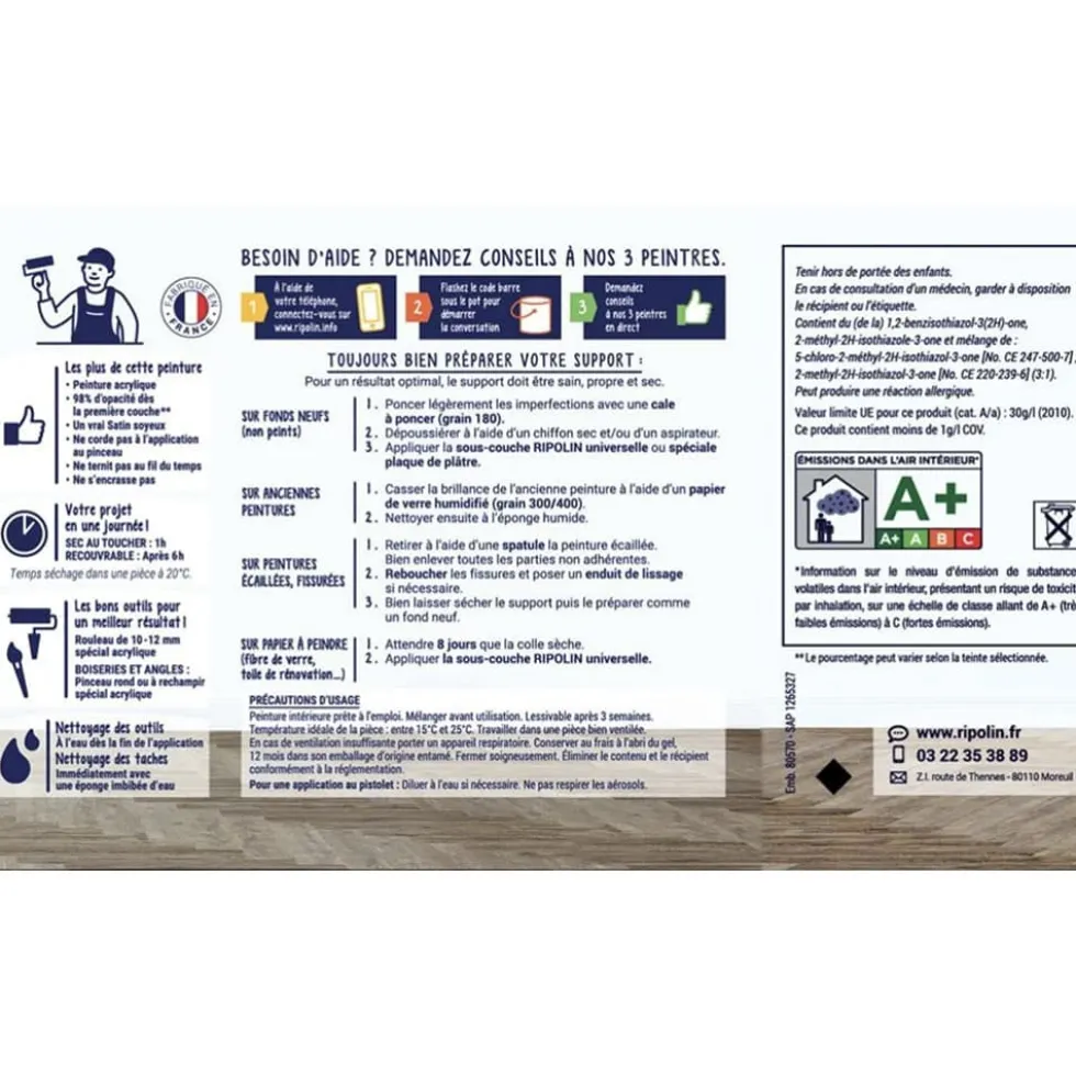 Peinture Murs, Boiseries, Radiateurs RIPOLIN Satin Vert laurier