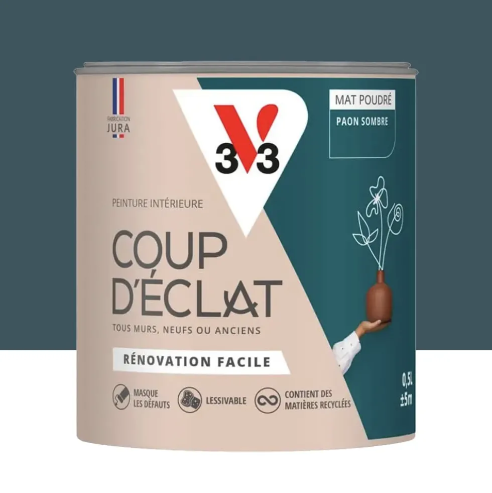 Peinture murs & plafonds V33 Coup d'éclat Paon sombre