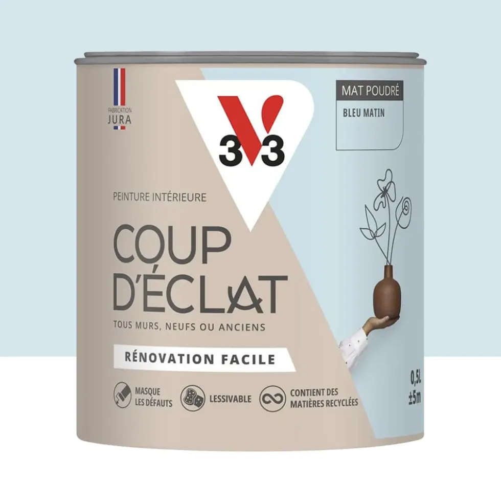 Peinture murs & plafonds V33 Coup d'éclat Bleu matin