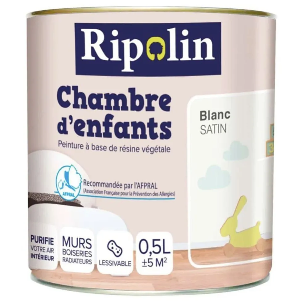 Peinture satinée RIPOLIN Chambre d'enfants Blanc