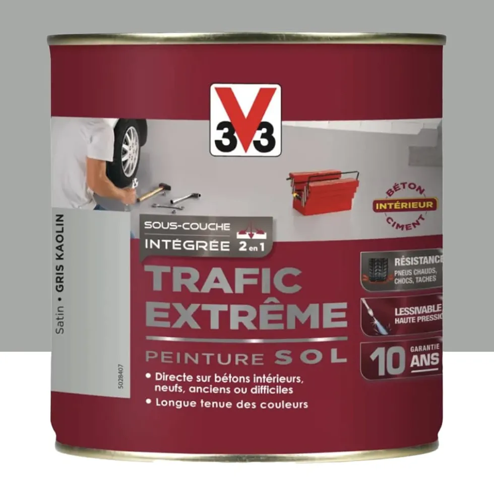 Peinture Sol Résine V33 Trafic Extrême Gris kaolin