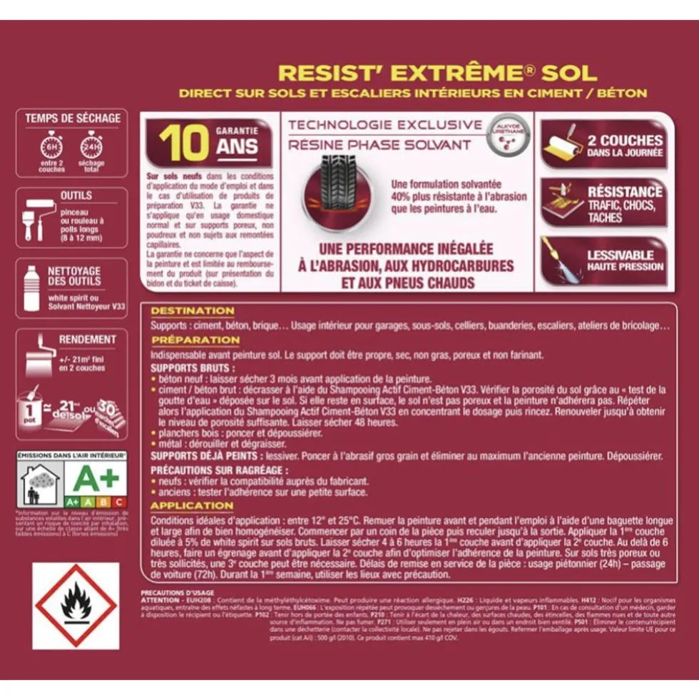 Peinture Sol V33 Resist' Extrême Blanc