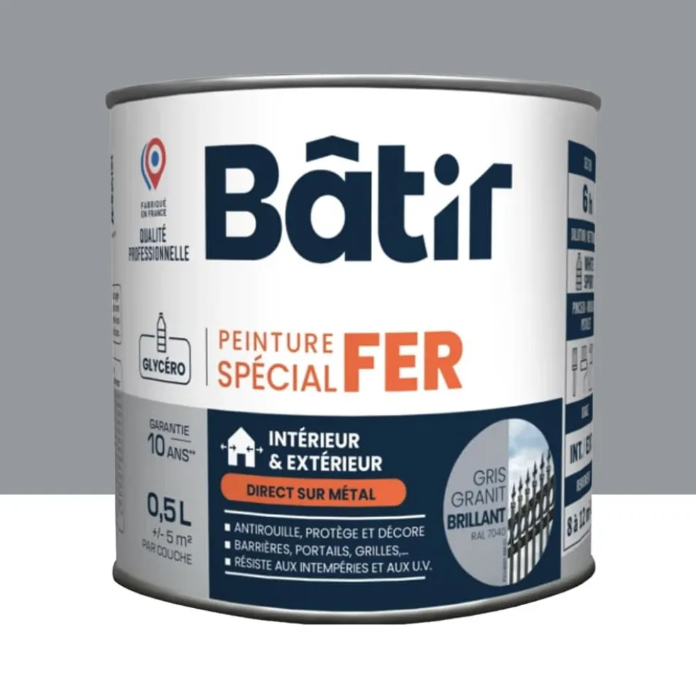 Peinture Spécial Fer BÂTIR Gris granit brillant
