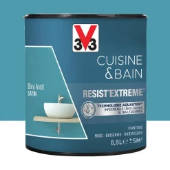 Peinture V33 Cuisine & Bain Resist'Extreme Satin Bleu atoll