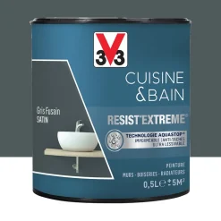 Peinture V33 Cuisine & Bain Resist'Extreme Satin Gris Fusain