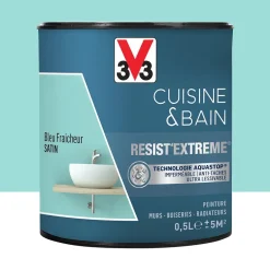 Peinture V33 Cuisine & Bain Resist'Extreme Satin Bleu Fraicheur