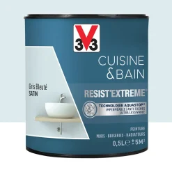 Peinture V33 Cuisine & Bain Resist'Extreme Satin Gris Bleuté