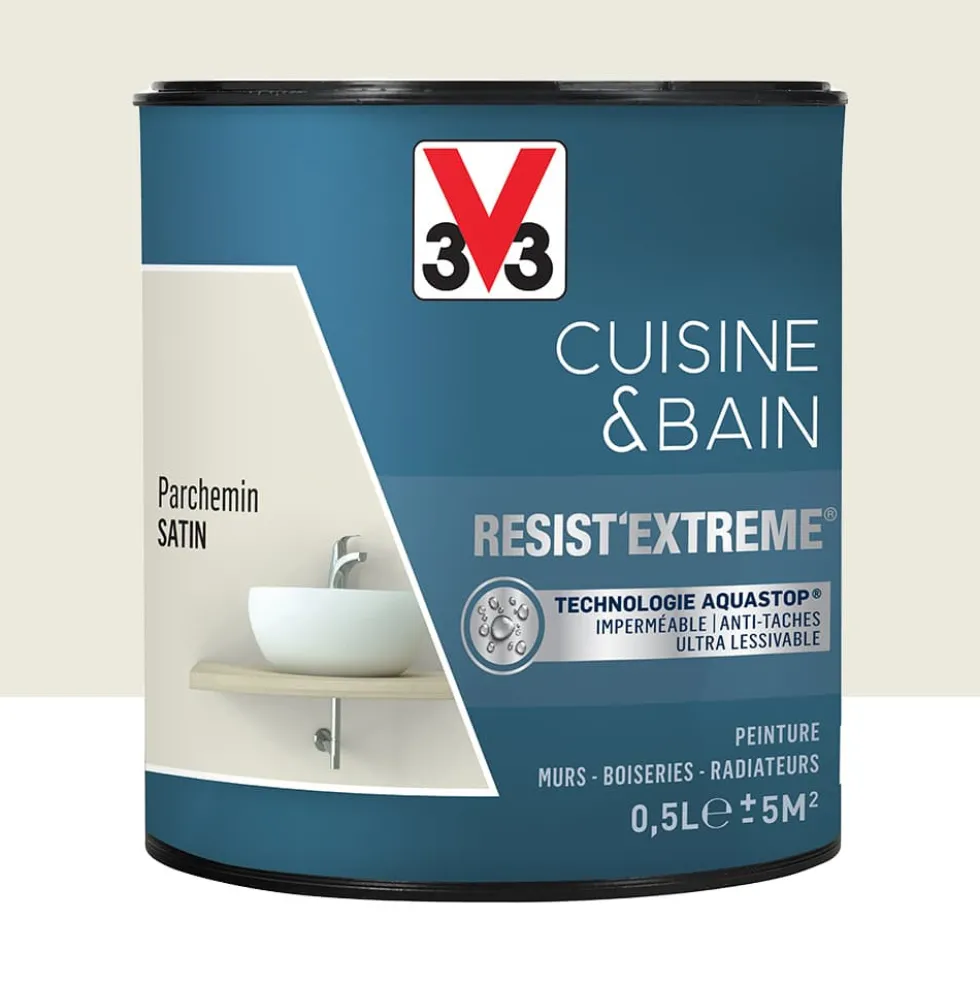 Peinture V33 Cuisine & Bain Resist'Extreme Satin Parchemin