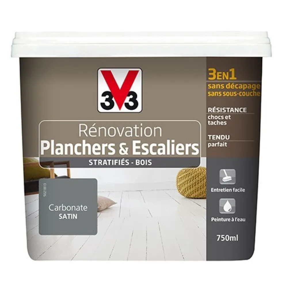 Peinture V33 Rénovation Planchers & Escaliers (Stratifiés-Bois) Carbonate