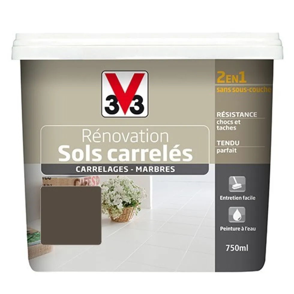 Peinture V33 Rénovation Sols Carrelés (Carrelages - Marbres) 2 en 1 Satin Taupe irisé