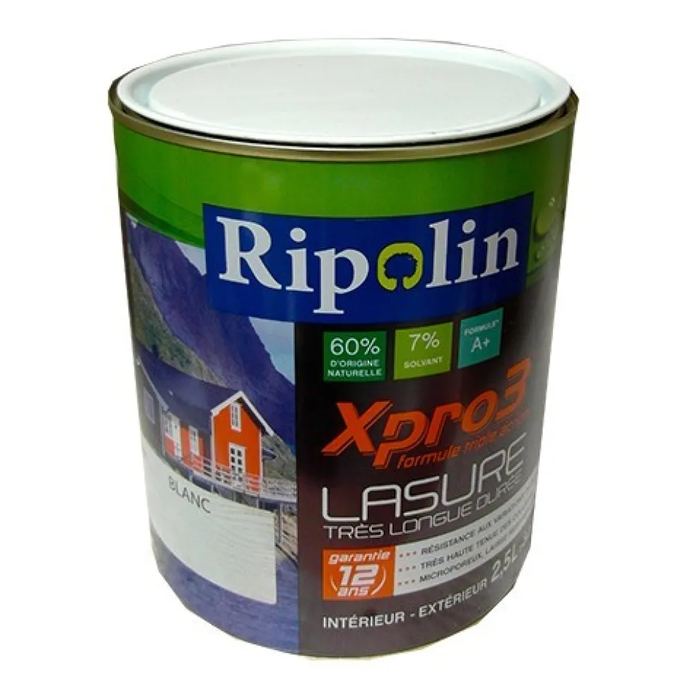 RIPOLIN Lasure XPro3 12ans Blanc satin