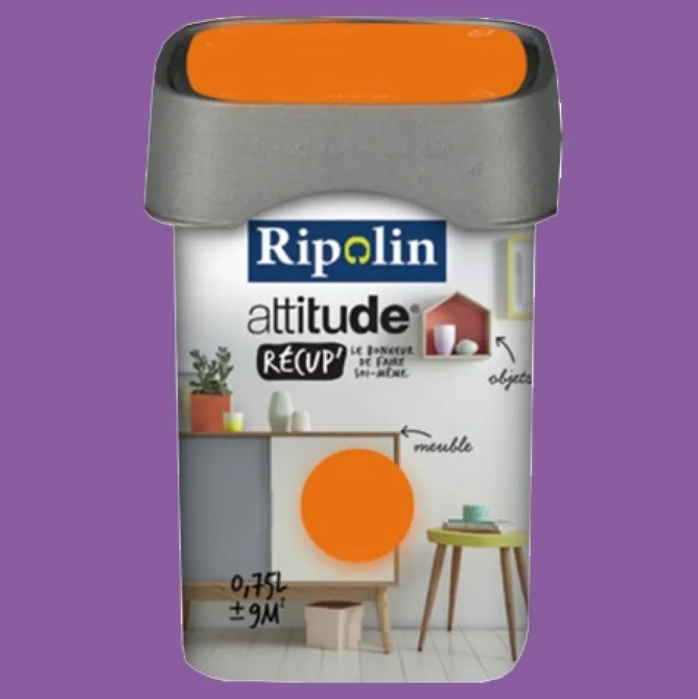 RIPOLIN Peinture Attitude Récup' Prune satin 0,75L