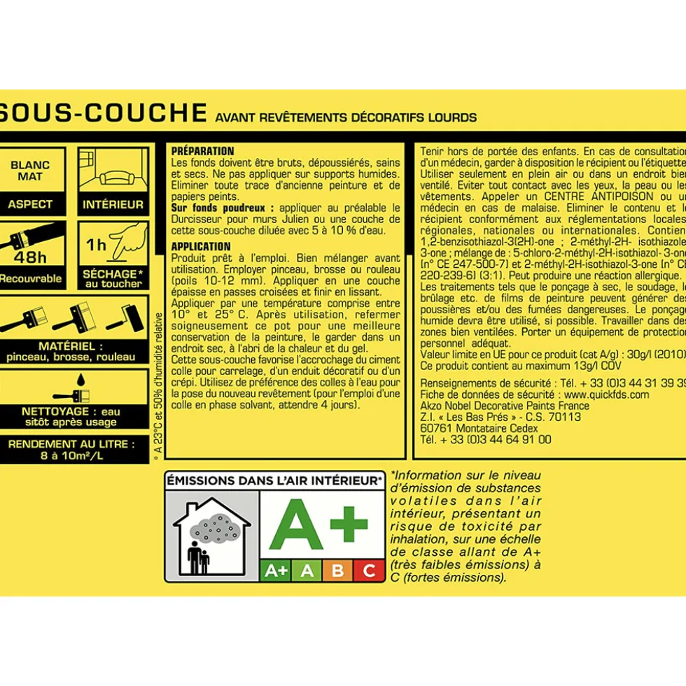 Sous Couche Avant revêtements décoratifs lourds JULIEN
