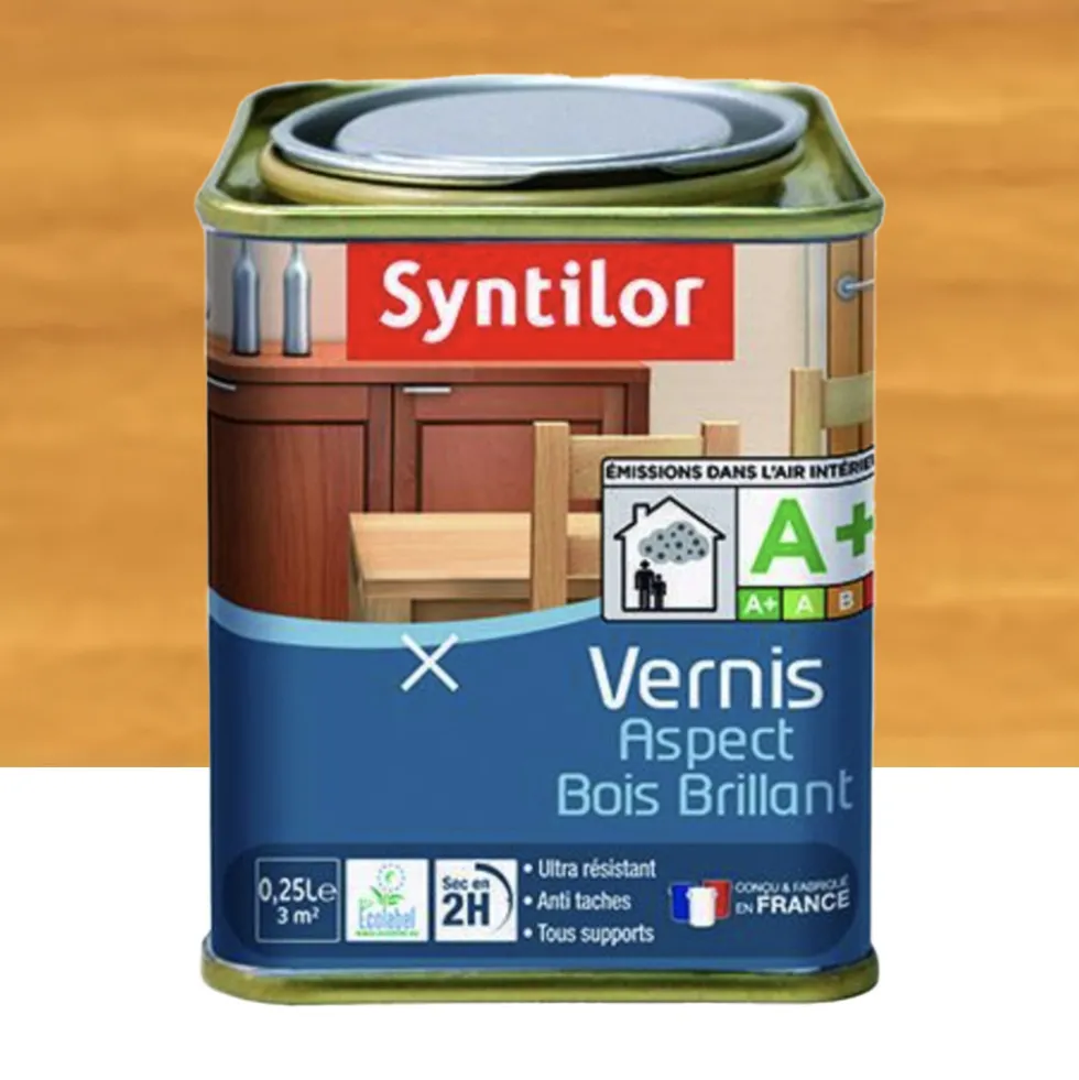 Vernis SYNTILOR Aspect Bois brillant Chêne doré